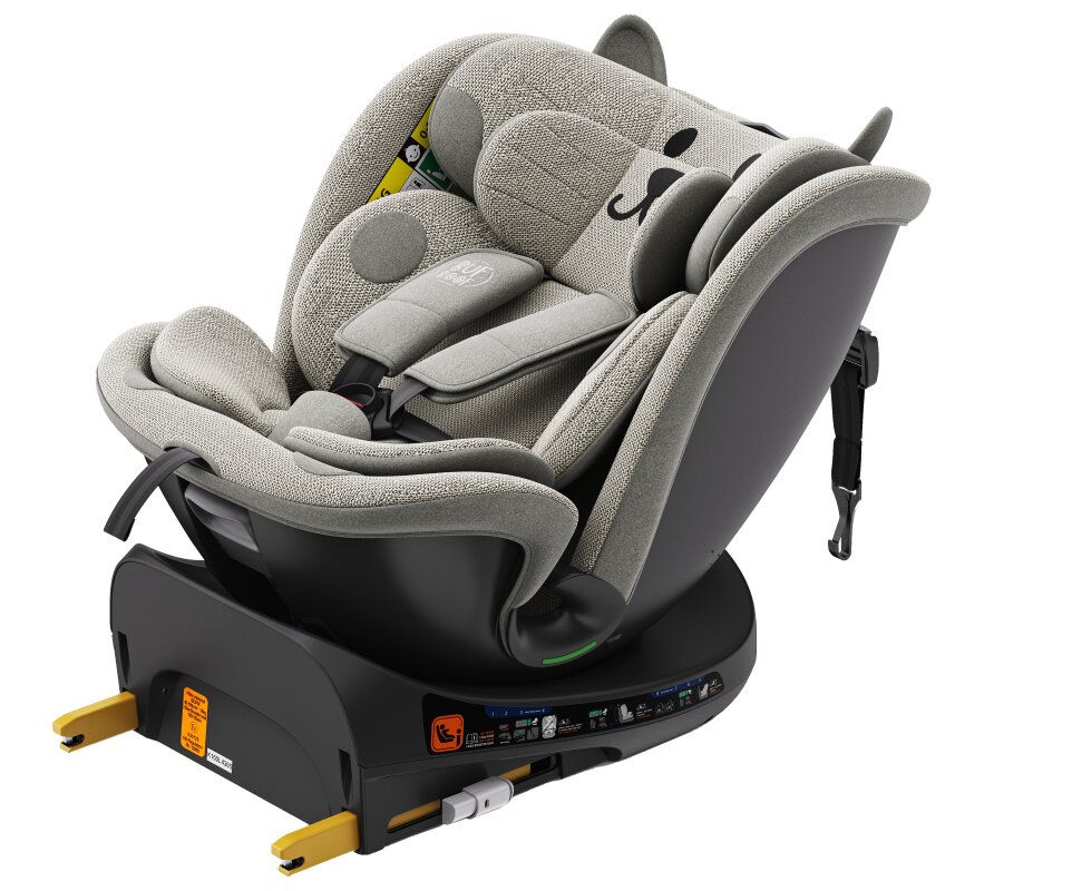 BUF BOOF Scaun auto B-Joy Deluxe LightGreyCat iSize cu isofix pozitie somn 155 grade rotativ 360 grade 40-150 cm
