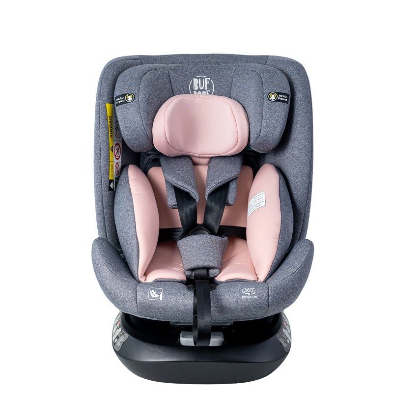 BUF BOOF Scaun auto Deluxe i-Size cu isofix rotativ 360 grade 40-150 cm Saphir Pink