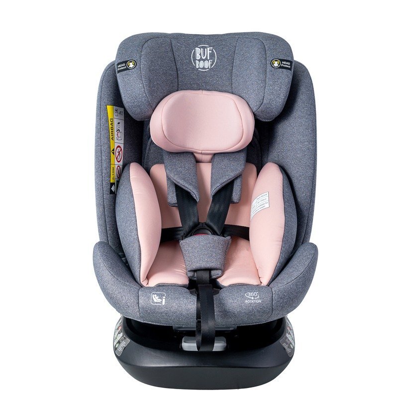 BUF BOOF Scaun auto Deluxe i-Size cu isofix rotativ 360 grade 40-150 cm Saphir Pink