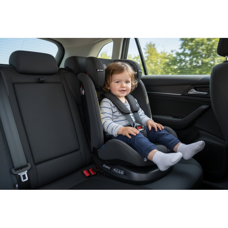 BUF BOOF Scaun auto P100 BlackJeans i-size R129 rotativ 360 isofix 40-150 cm 0-36 kg