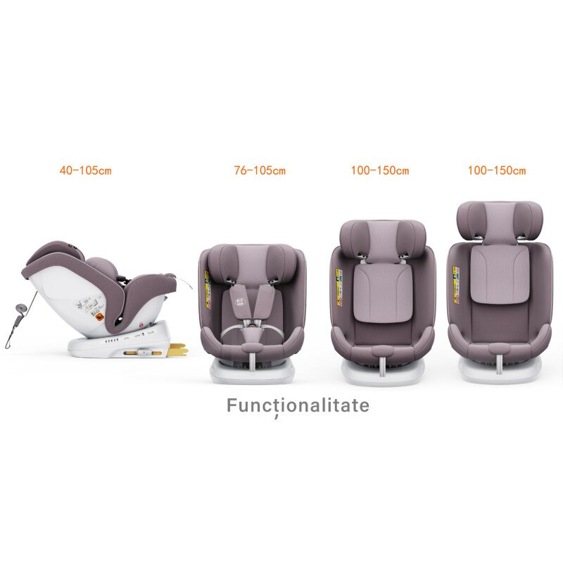 BUF BOOF Scaun auto P100 LightRed i-size R129 rotativ 360 isofix 40-150 cm 0-36 kg