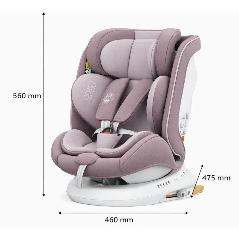 BUF BOOF Scaun auto P100 LightRed i-size R129 rotativ 360 isofix 40-150 cm 0-36 kg