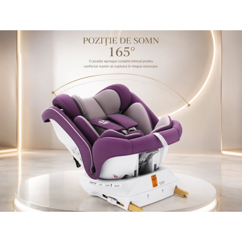 BUF BOOF Scaun auto P100 Purple i-size R129 rotativ 360 isofix 40-150 cm 0-36 kg