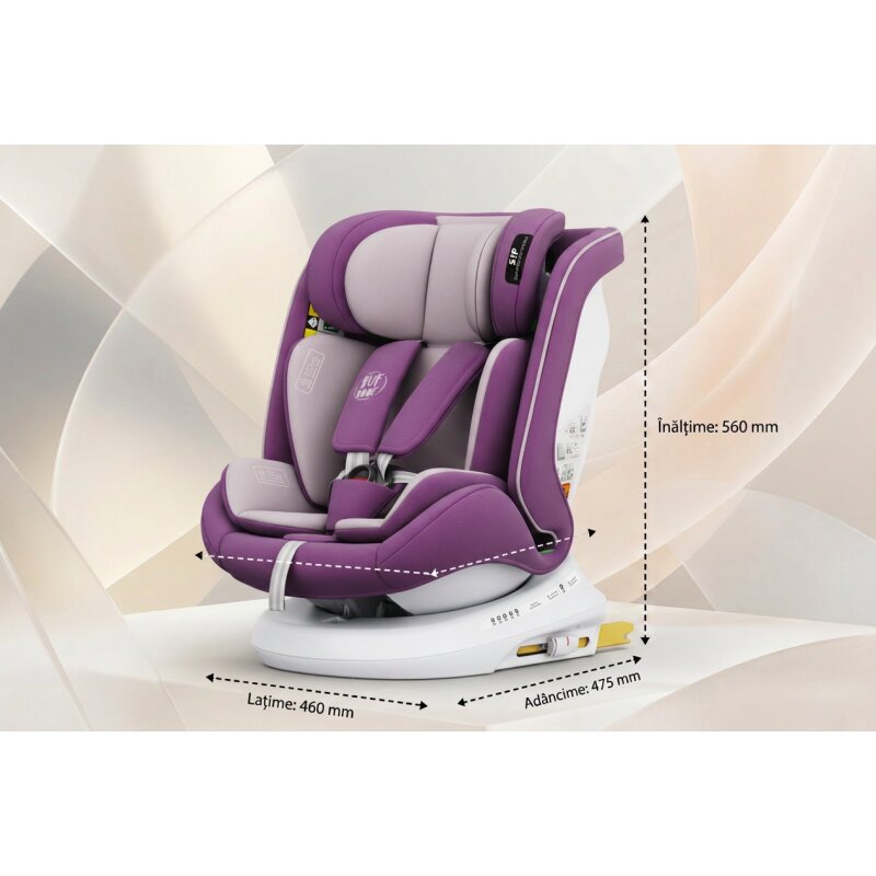 BUF BOOF Scaun auto P100 Purple i-size R129 rotativ 360 isofix 40-150 cm 0-36 kg