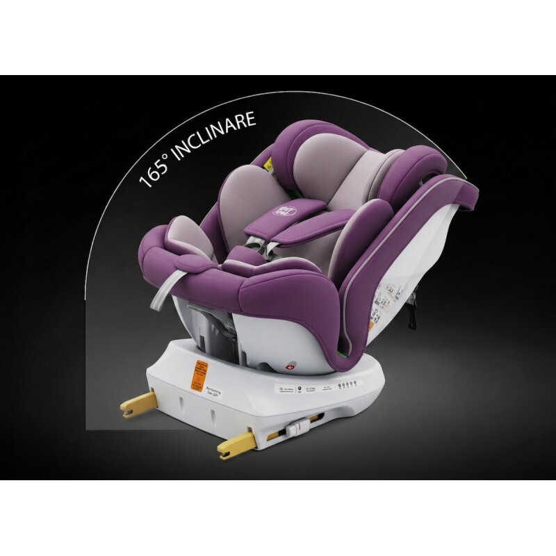 BUF BOOF Scaun auto P100 Purple i-size R129 rotativ 360 isofix 40-150 cm 0-36 kg