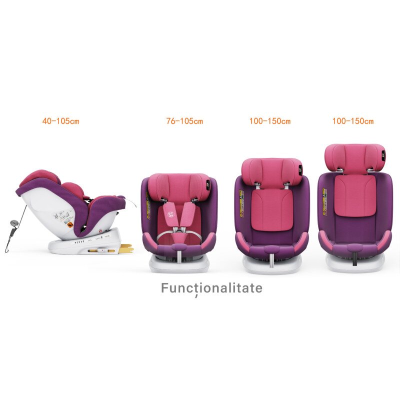 BUF BOOF Scaun auto P100 UnicornPink i-size R129 rotativ 360 isofix 40-150 cm 0-36 kg