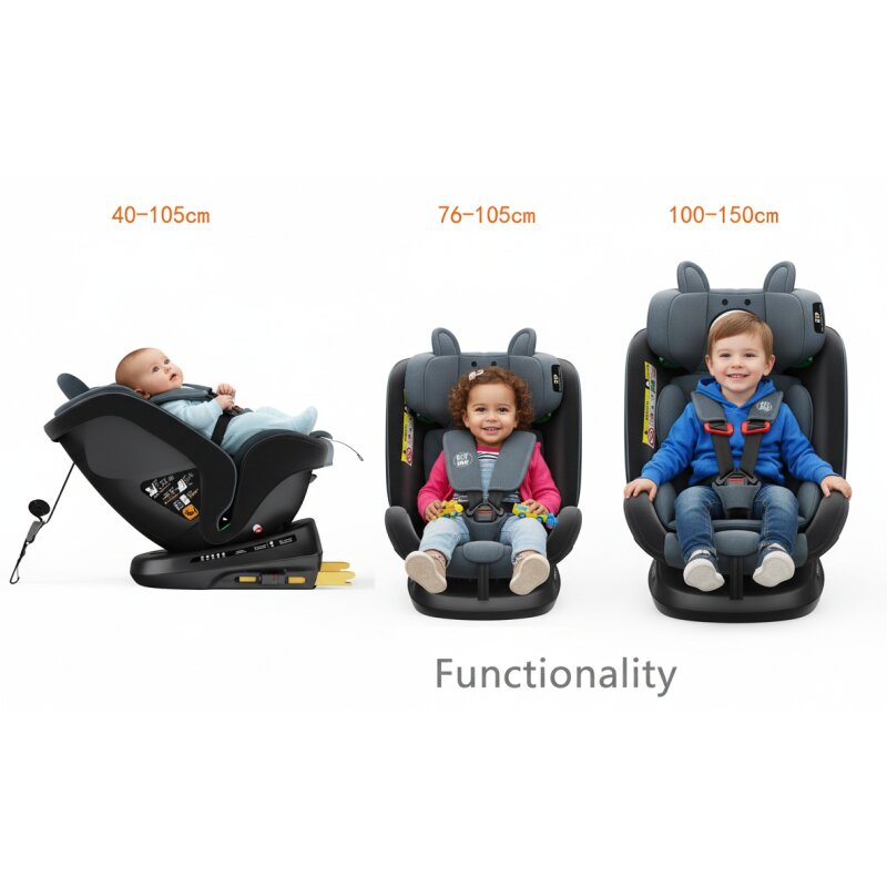 BUF BOOF Scaun auto P100 UrsBlack i-size R129 rotativ 360 isofix 40-150 cm 0-36 kg