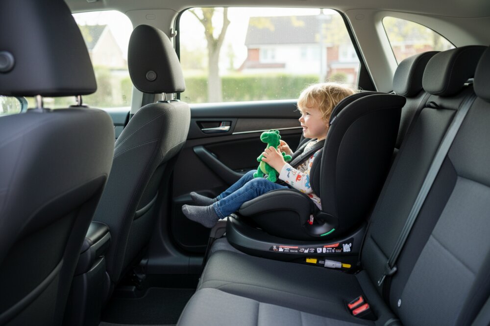 BUF BOOF Scaun auto pentru copii N17 Fix Black 40-150 cm iSize isofix rotativ 360 picior fixare pozitie de somn 165 grade