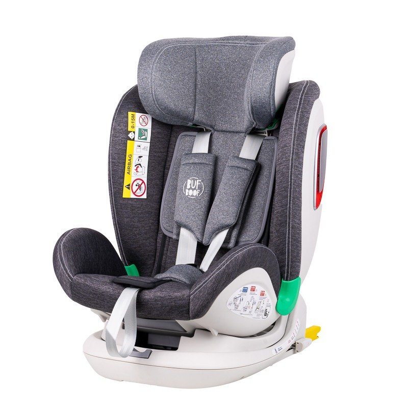 BUF BOOF Scaun auto Platinum Deluxe i-Size cu isofix rotativ 360 grade Top Tether Sips 40-150 cm 0-36 kg Grey