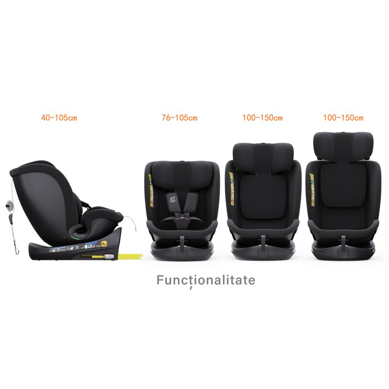 BUF BOOF Scaun auto rotativ cu isofix B-Joy Deluxe iSize 40-150 cm black