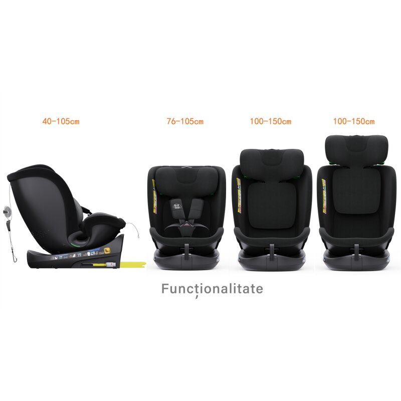 BUF BOOF Scaun auto rotativ cu isofix B-Joy Deluxe iSize 40-150 cm grey