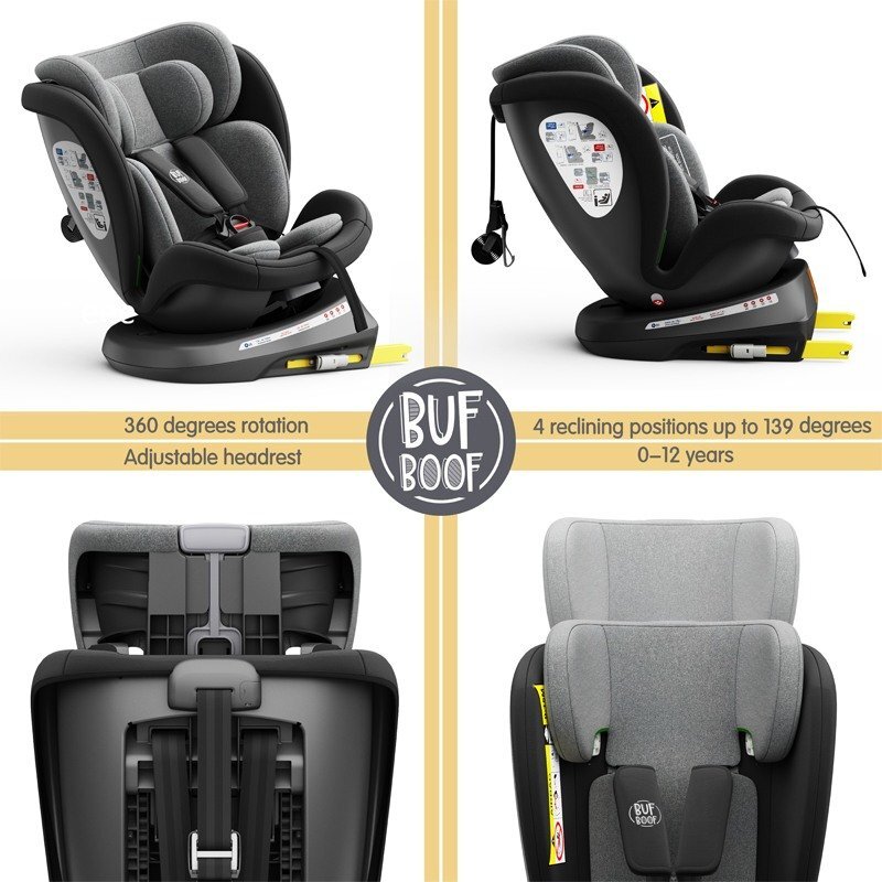 BUF BOOF Scaun auto Tweety Plus Deluxe i-size rotativ 360 cu isofix 40-150 cm black