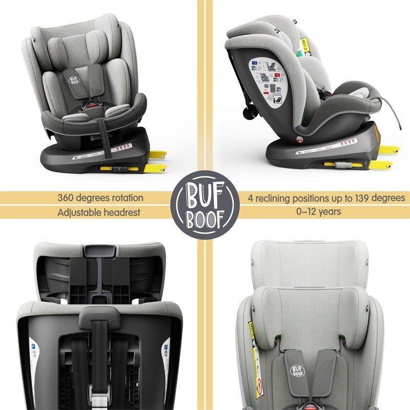 BUF BOOF Scaun auto Tweety Plus Deluxe i-size rotativ 360 cu isofix 40-150 cm DuoGrey