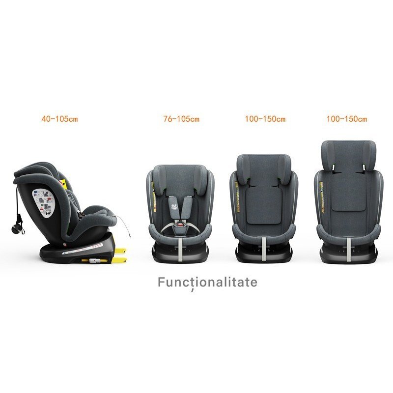 BUF BOOF Scaun auto Tweety Plus Deluxe i-size rotativ 360 cu isofix 40-150 cm grey