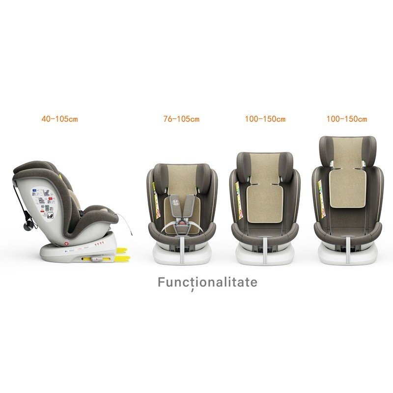 BUF BOOF Scaun Auto Tweety Plus Deluxe i-size rotativ 360 cu Isofix 40-150 cm LightBrown