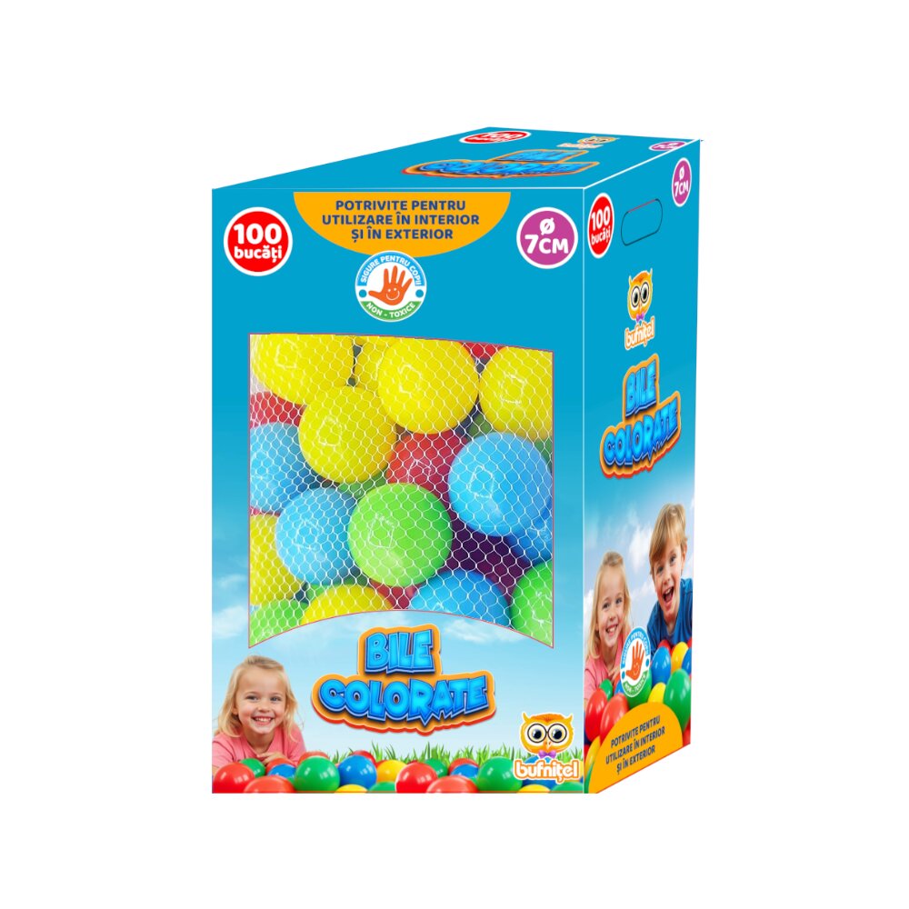 Bufnitel Set educativ 100 bile colorate cutie 7 cm