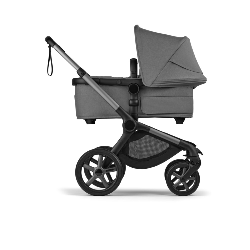 Bugaboo Carucior 2 in 1 Fox 5 Renew Graphite Moon Grey cu maner reglabil reversibil suspensii cadru din aluminiu