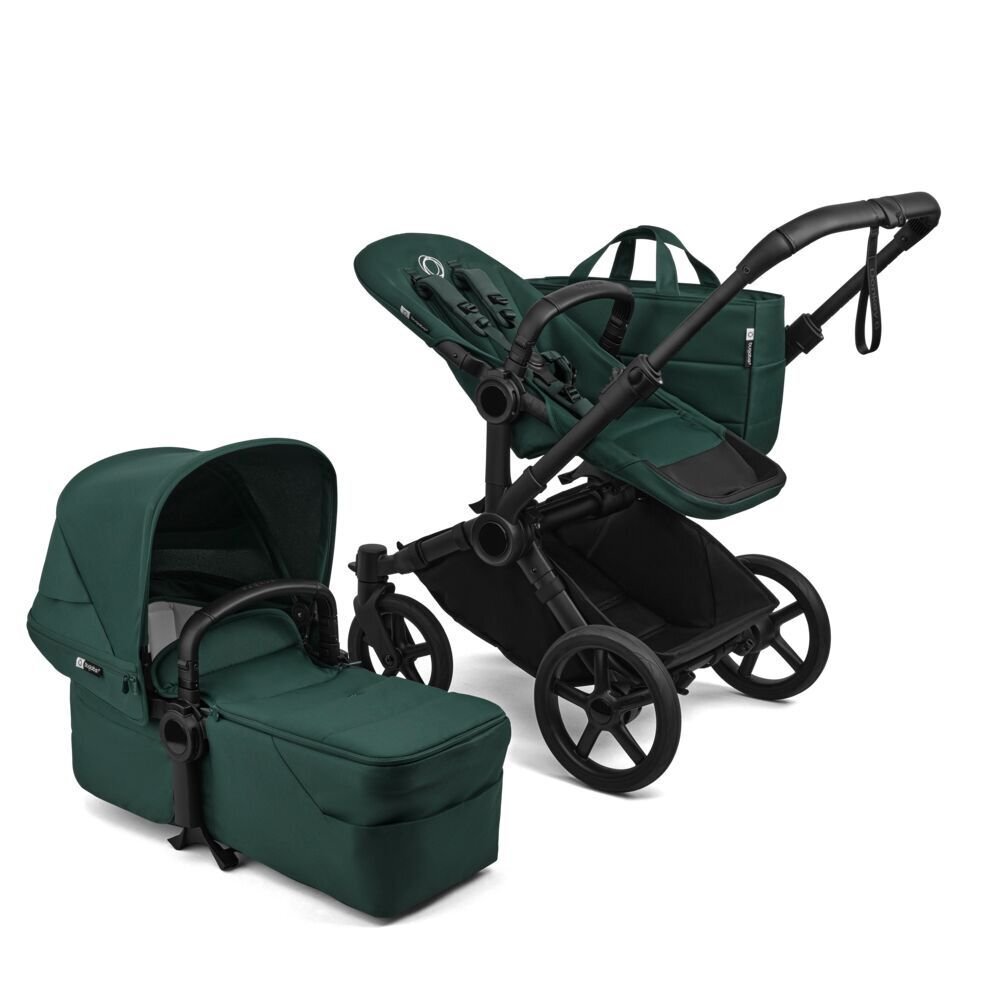 Bugaboo Carucior 2 in 1 pentru copii Donkey 6 Complete Black Green cu suspensii spatar reglabil maner ajustabil si pliere compacta
