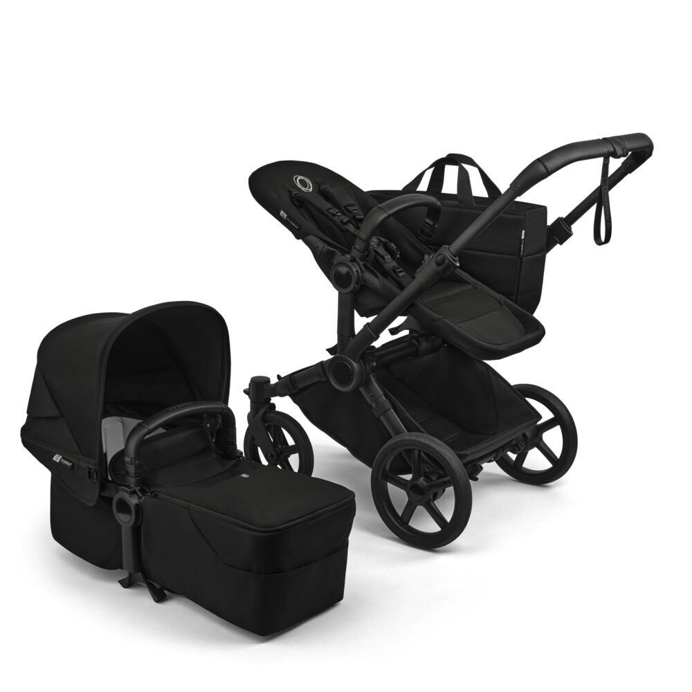 Bugaboo Carucior 2 in 1 pentru copii Donkey 6 Complete Black Heritage Black cu suspensii spatar reglabil maner ajustabil si pliere compacta