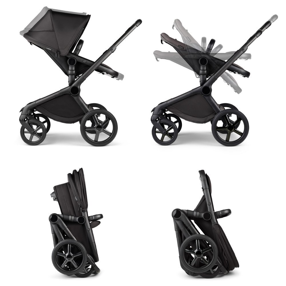 Bugaboo Carucior 2 in 1 pentru copii Fox 5 Noir Limited edition black moonlight cu suspensii spatar reglabil si maner ajustabil