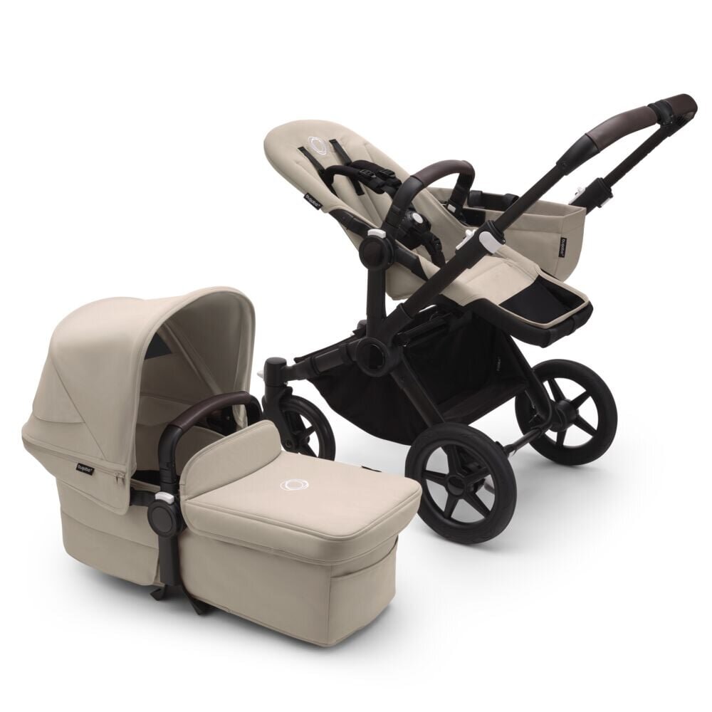 Bugaboo Carucior pentru copii Donkey 5 Mono Black Desert Taupe reversibil cu suspensii pliere compacta maner reglabil si husa de ploaie suporta pana la 22 kg