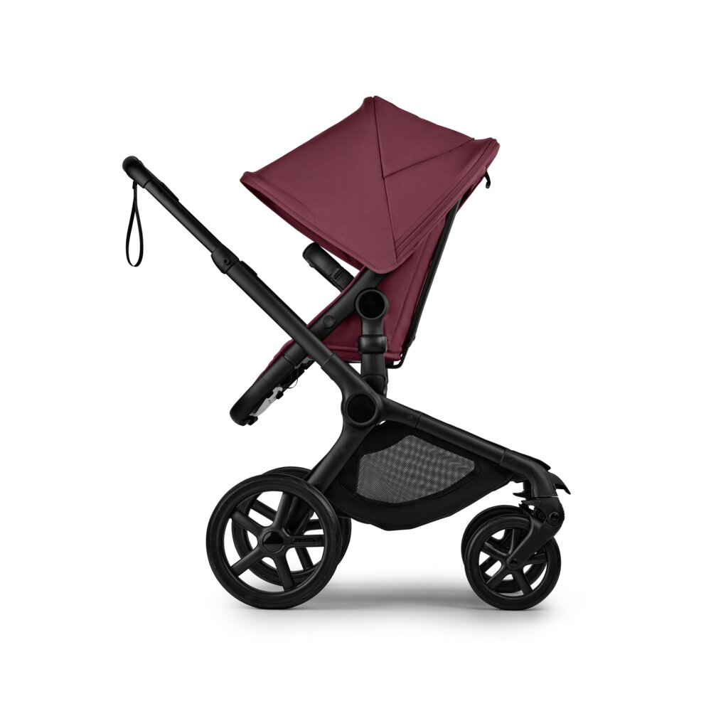 Bugaboo Carucior pentru copii Fox 5 Renew Black Dark Cherry 2 in 1 cu maner reglabil reversibil suspensii cadru din aluminiu