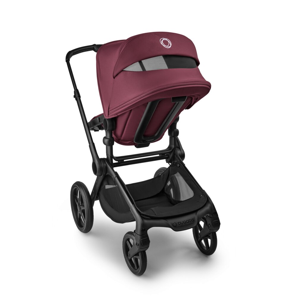 Bugaboo Carucior pentru copii Fox 5 Renew Black Dark Cherry 2 in 1 cu maner reglabil reversibil suspensii cadru din aluminiu