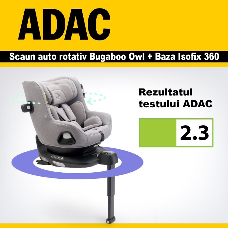 Bugaboo Scaun auto rotativ Owl grey i-Size