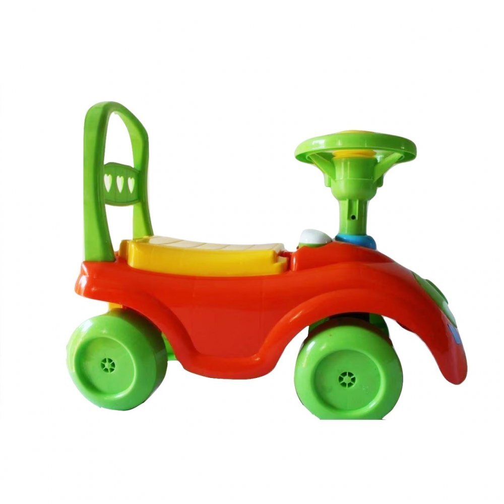 Burak Toys Masinuta copii Ride-On fara pedale Polo red cu spatiu de depozitare sub scaun spatar detasabil volan cu claxon