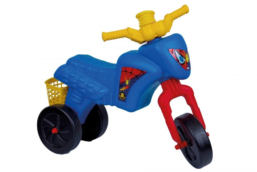 Burak Toys Tricicleta copii fara pedale Spider Blue actionata cu picioarele de la 2 ani pana la 20 kg inaltime pana la sezut 30 cm