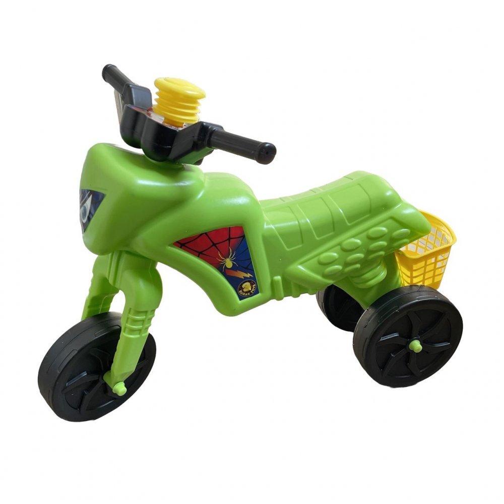 Burak Toys Tricicleta copii fara pedale Spider Green actionata cu picioarele de la 2 ani pana la 20 kg inaltime pana la sezut 30 cm