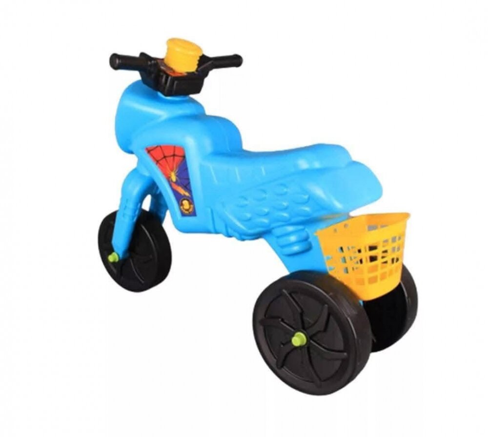 Burak Toys Tricicleta copii fara pedale Spider Light Blue actionata cu picioarele de la 2 ani pana la 20 kg inaltime pana la sezut 30 cm