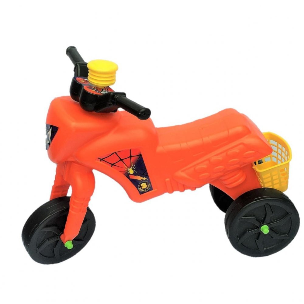 Burak Toys Tricicleta copii fara pedale Spider Orange actionata cu picioarele de la 2 ani pana la 20 kg inaltime pana la sezut 30 cm