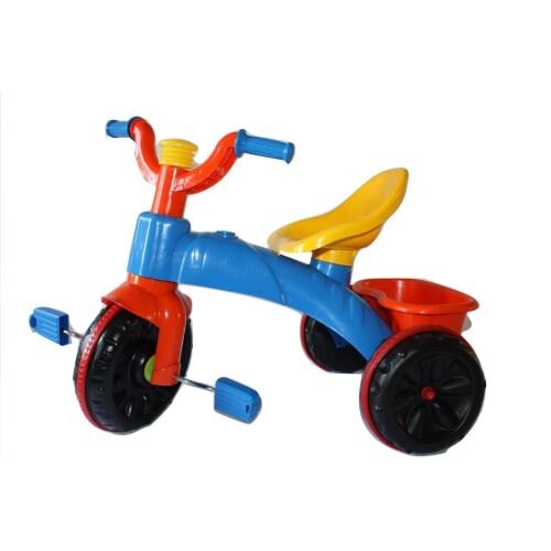 Burak Toys Tricicleta pentru copii Super Enduro Blue cu pedale cosulet jucarii si claxon