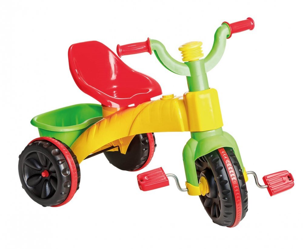 Burak Toys Tricicleta pentru copii Super Enduro Yellow cu pedale cosulet jucarii si claxon