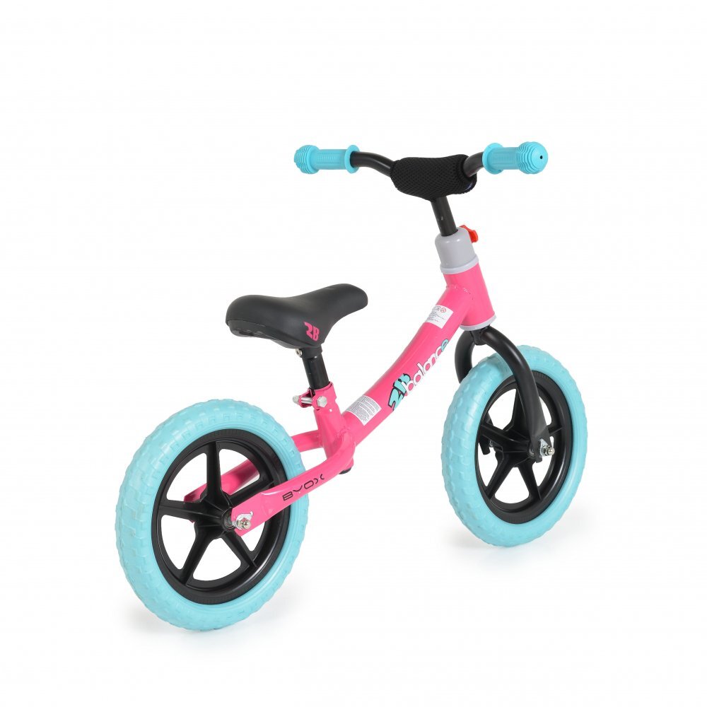 Byox Bicicleta copii fara pedale 2B balance Pink 12 inch de la 2 ani pana la greutatea de 20 kg ghidon reglabil pe inaltime roti din spuma EVA inaltimea scaunului reglabila de la 35 cm la 45 cm