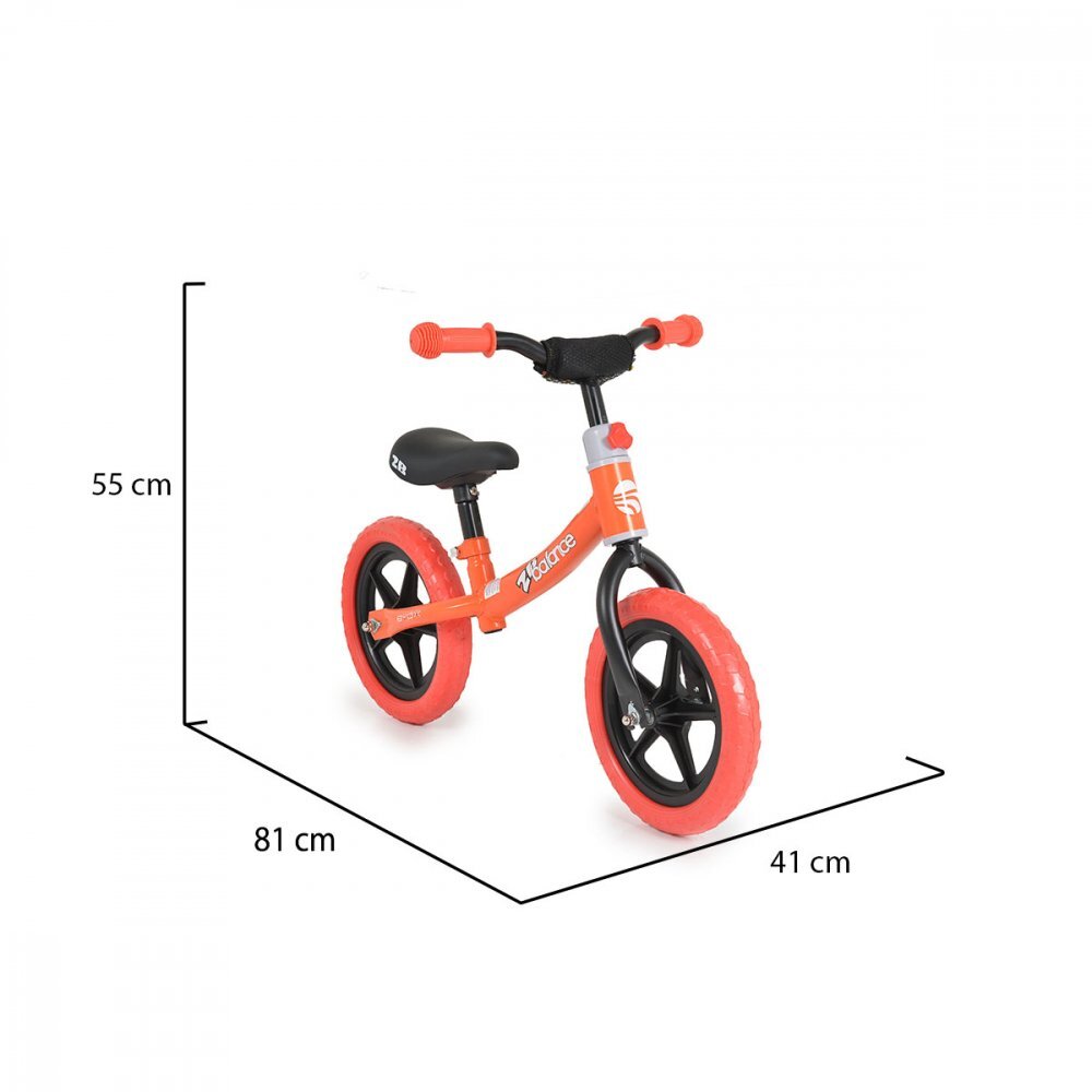 Byox Bicicleta copii fara pedale 2B balance Red 12 inch de la 2 ani pana la greutatea de 20 kg ghidon reglabil pe inaltime roti din spuma EVA inaltimea scaunului reglabila de la 35 cm la 45 cm