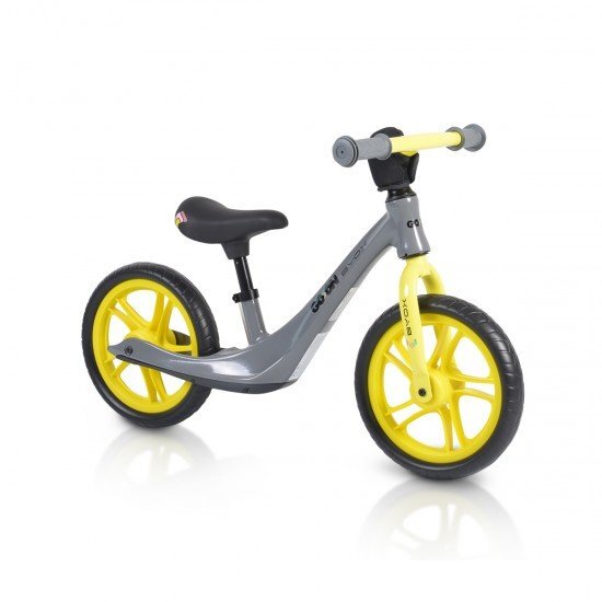 Byox Bicicleta copii fara pedale Go On grey 12 inch roti din spuma EVA scaun reglabil 32-41 cm cadru din aliaj de magneziu roti din spuma rezistenta greutate maxima 30 kg