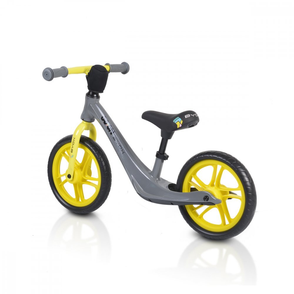 Byox Bicicleta copii fara pedale Go On grey 12 inch roti din spuma EVA scaun reglabil 32-41 cm cadru din aliaj de magneziu roti din spuma rezistenta greutate maxima 30 kg