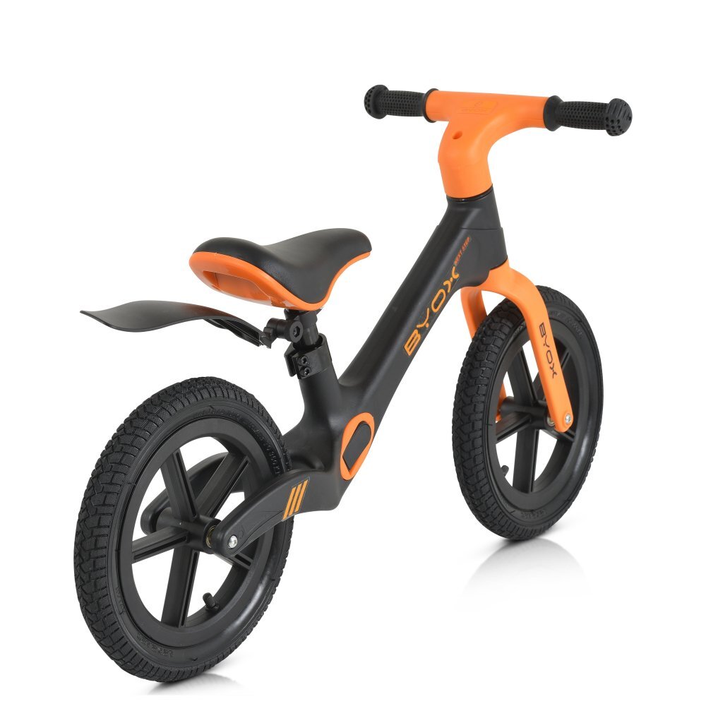Byox Bicicleta copii fara pedale Next Step Black 12 inch cu stepper picioare lateral pliabil pentru copiii cu varsta peste 2 ani si cu o greutate maxima de pana la 50 kg scaun reglabil de la 35-41 cm