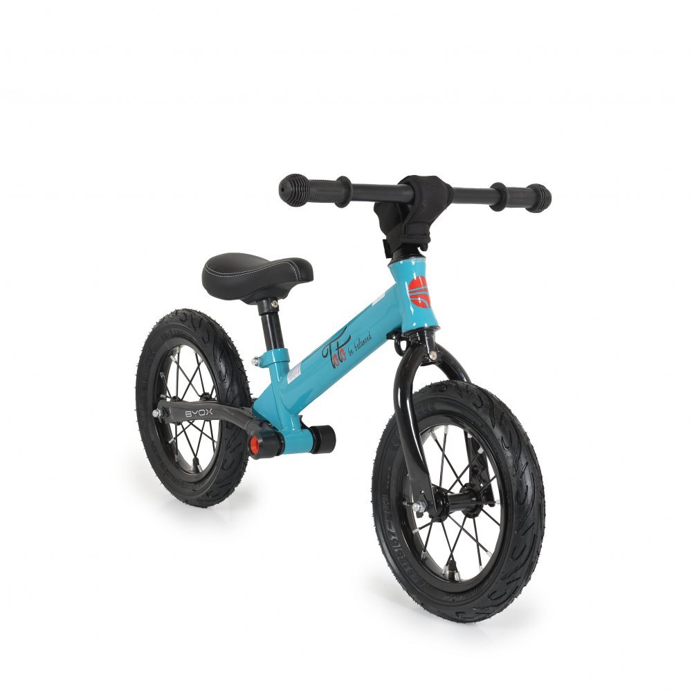 Byox Bicicleta copii fara pedale Toto Blue 12 inch greutate maxima de 25 kg anvelope gonflabile husa decorativa pentru ghidon suport picioare pe ambele parti ale cadrului scaun reglabil 34-43 cm