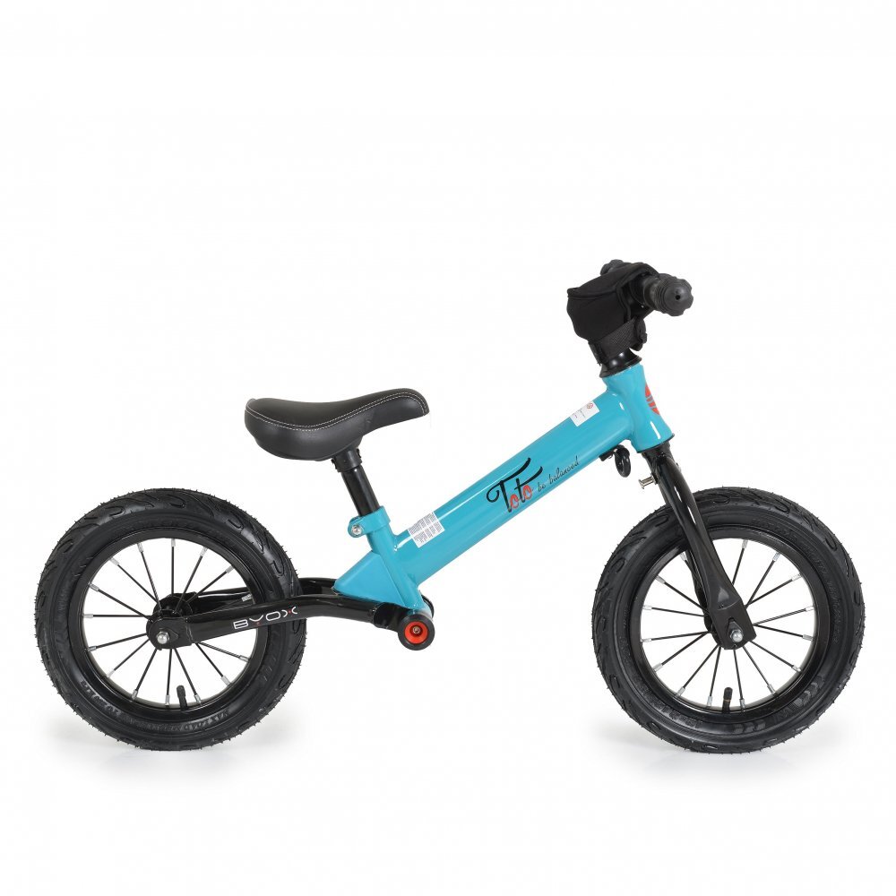 Byox Bicicleta copii fara pedale Toto Blue 12 inch greutate maxima de 25 kg anvelope gonflabile husa decorativa pentru ghidon suport picioare pe ambele parti ale cadrului scaun reglabil 34-43 cm
