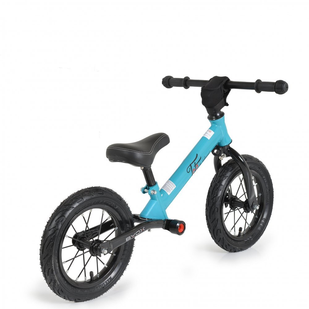 Byox Bicicleta copii fara pedale Toto Blue 12 inch greutate maxima de 25 kg anvelope gonflabile husa decorativa pentru ghidon suport picioare pe ambele parti ale cadrului scaun reglabil 34-43 cm