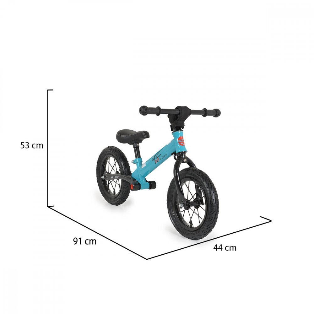Byox Bicicleta copii fara pedale Toto Blue 12 inch greutate maxima de 25 kg anvelope gonflabile husa decorativa pentru ghidon suport picioare pe ambele parti ale cadrului scaun reglabil 34-43 cm
