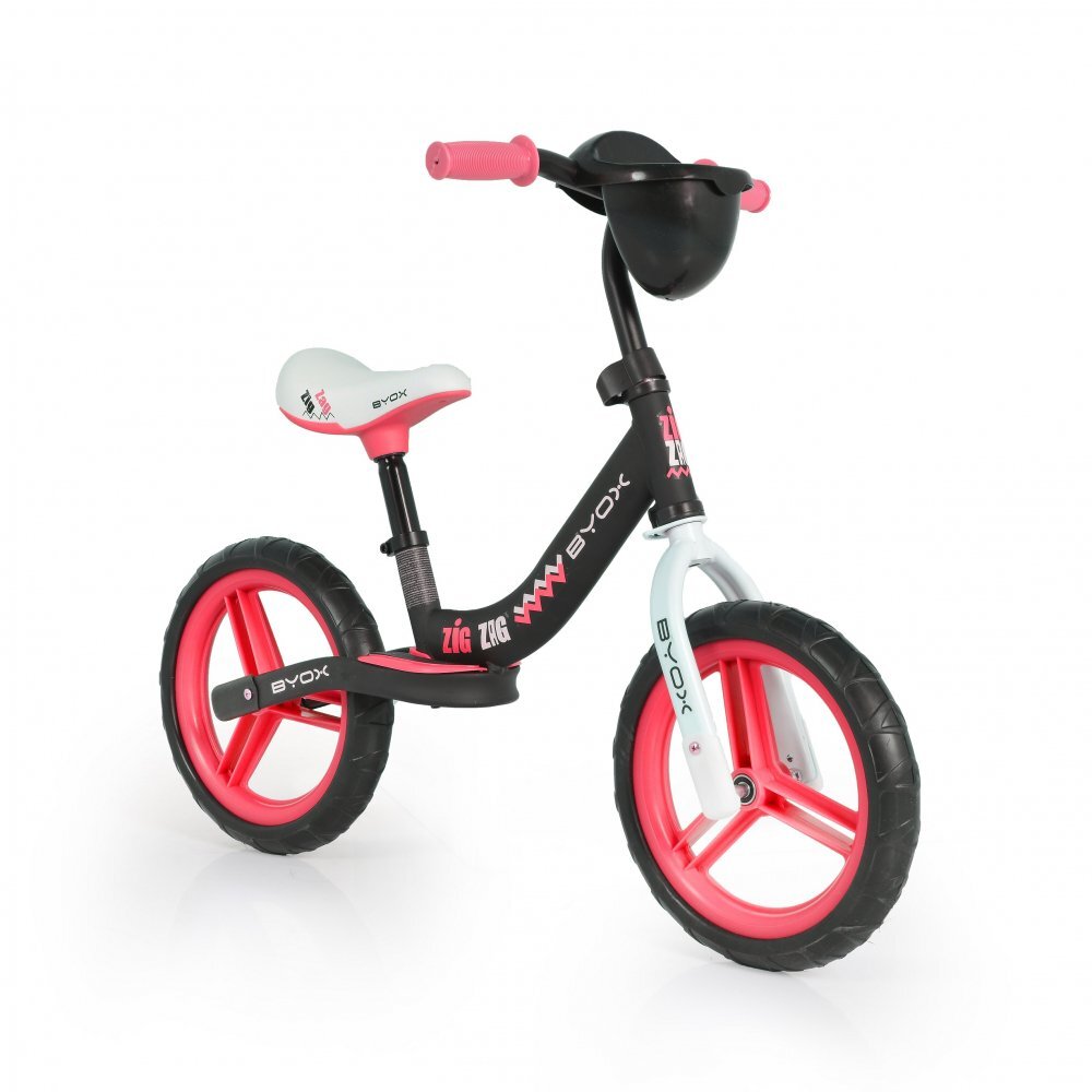 Byox Bicicleta copii fara pedale Zig-Zag Red 12 inch roti din cauciuc EVA scaun ajustabil pe inaltime de la 36 cm pana la 45 cm de la 2 ani pana la greutatea maxima admisa de 20 kg