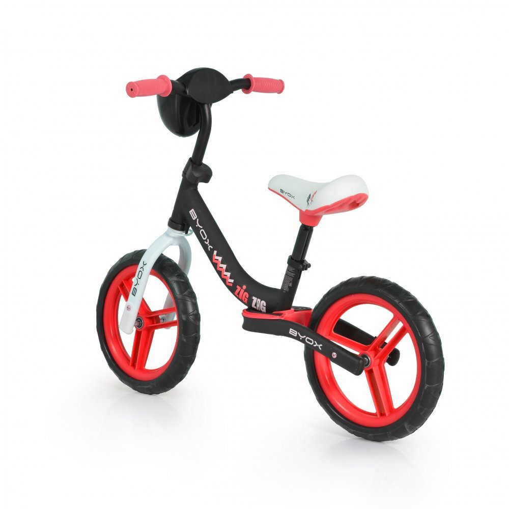 Byox Bicicleta copii fara pedale Zig-Zag Red 12 inch roti din cauciuc EVA scaun ajustabil pe inaltime de la 36 cm pana la 45 cm de la 2 ani pana la greutatea maxima admisa de 20 kg