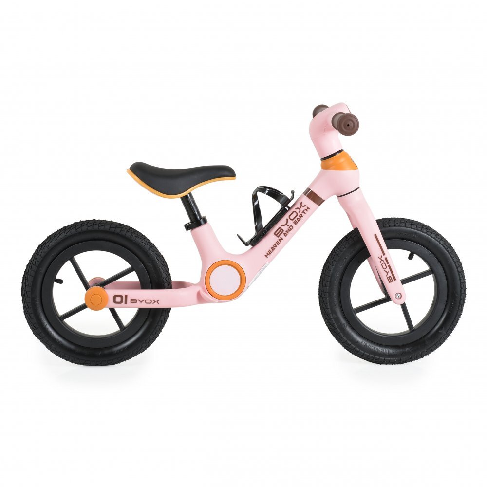 Byox Bicicleta fara pedale Orb Pink cu roti 12 inch gonflabile Sa reglabila de la 35cm la 41 cm Suport sticla de apa inclus Greutate maxima suportata 50 kg