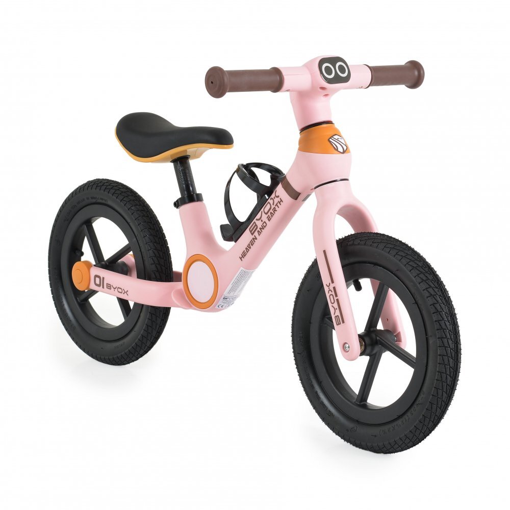 Byox Bicicleta fara pedale Orb Pink cu roti 12 inch gonflabile Sa reglabila de la 35cm la 41 cm Suport sticla de apa inclus Greutate maxima suportata 50 kg