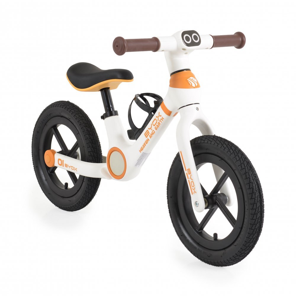 Byox Bicicleta fara pedale Orb White cu roti 12 inch gonflabile Sa reglabila de la 35cm la 41 cm Suport sticla de apa inclus Greutate maxima suportata 50 kg
