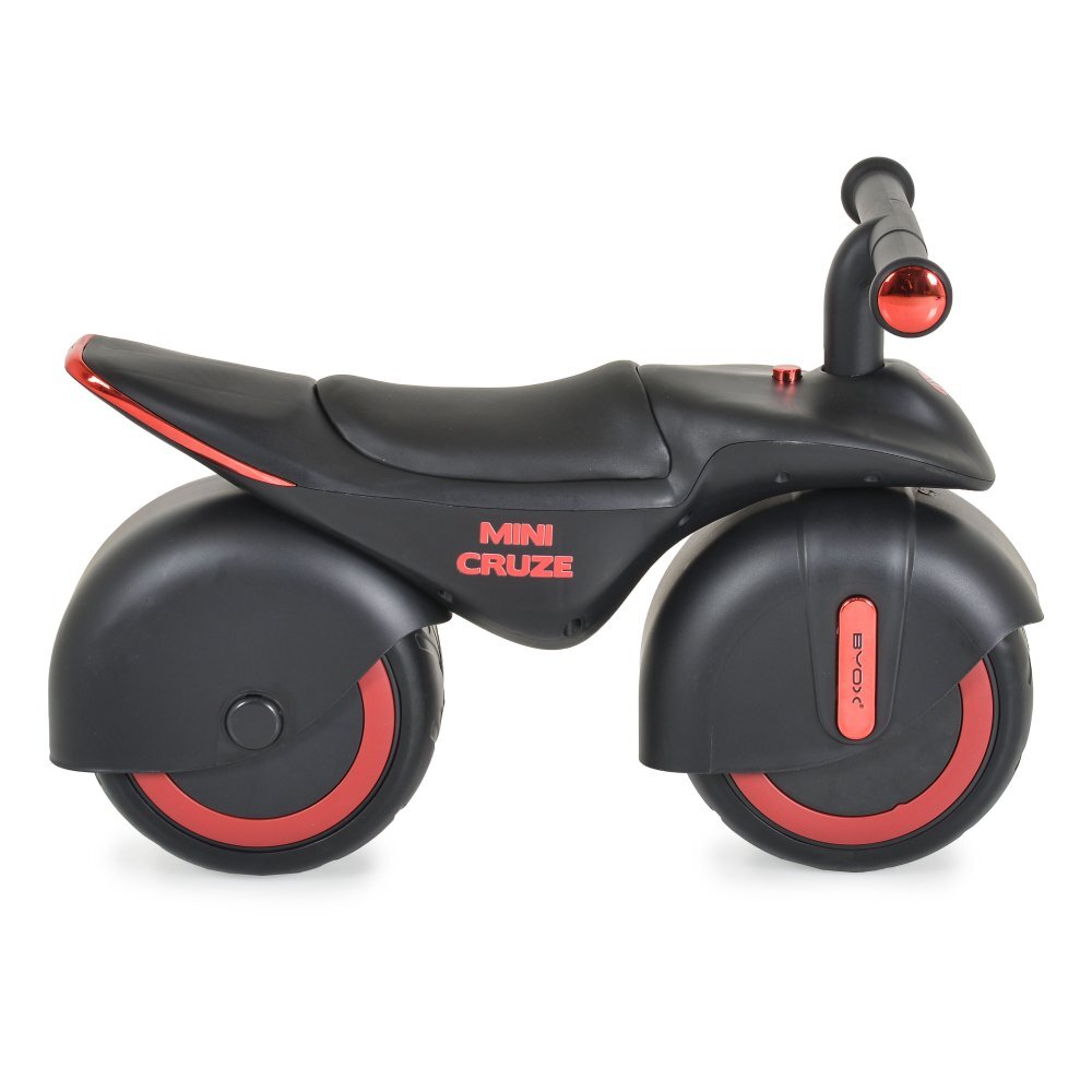 Byox Bicicleta fara pedale Ride On Mini Cruze Black cu muzica Roti EVA late si stabile cu rulment Sezut ergonomic din piele Design compact Manere ergonomice Recomandata de la 18 luni Greutate admisa 30 kg